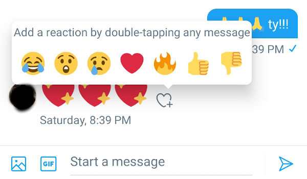 Twitter ajoute les réactions par emojis dans les messages privés