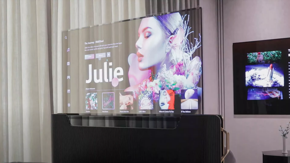 CES 2021 : LG présente une TV OLED transparente de 55 pouces à mettre au pied du lit